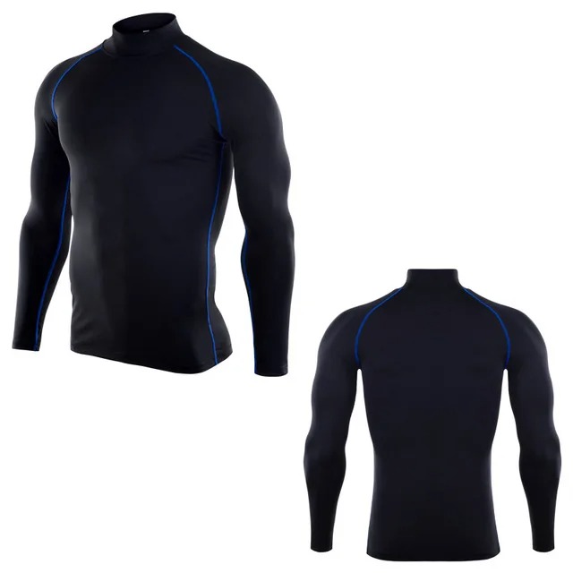 Men’s Compression Dry-Fit T-Shirt – Stand Collar Gym Running & Bodybuilding Rashguard