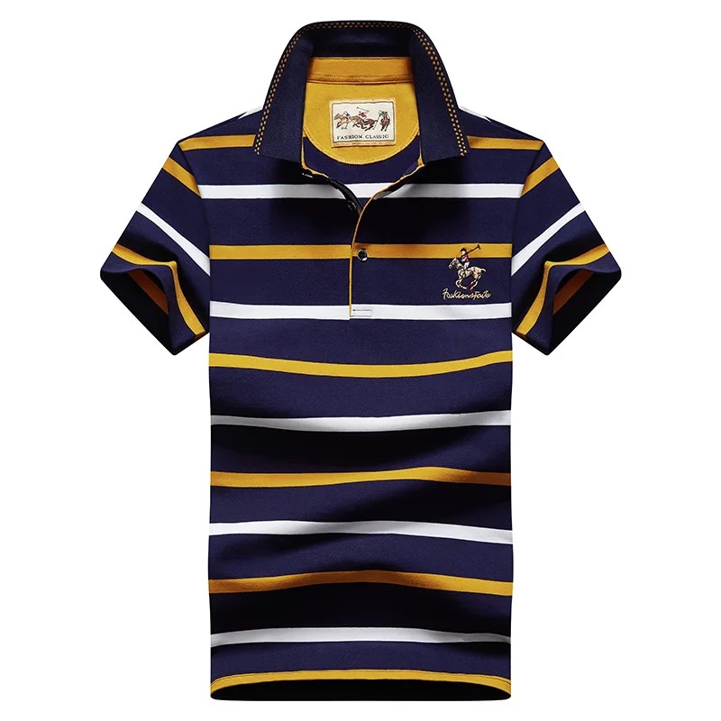 Men’s Casual Stripe Polo Shirt – Slim Fit Embroidered Summer Top - Image 4