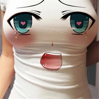 3D Kawaii Anime T-Shirt – Big Eye Cartoon Unisex Tee