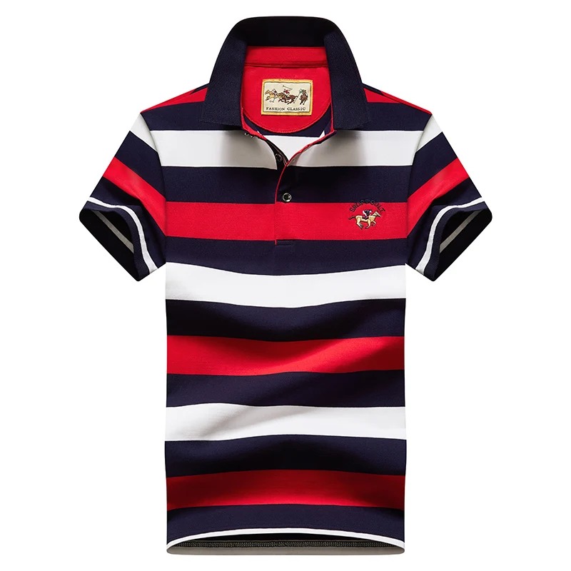 Men’s Casual Stripe Polo Shirt – Slim Fit Embroidered Summer Top - Image 2