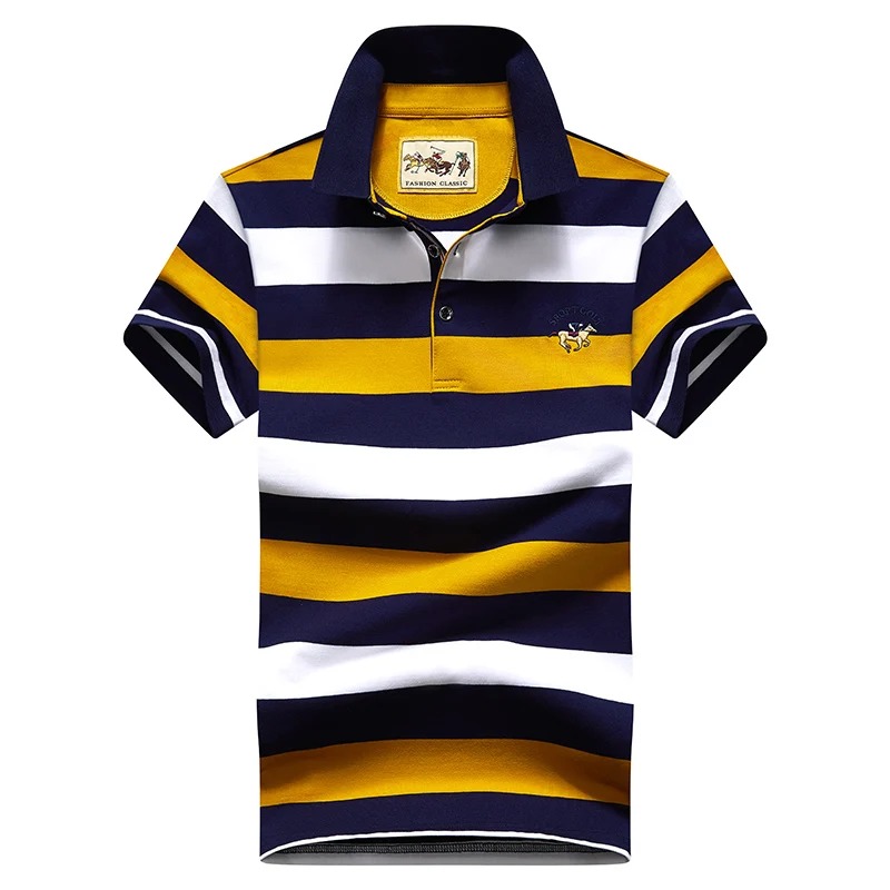Men’s Casual Stripe Polo Shirt – Slim Fit Embroidered Summer Top - Image 3