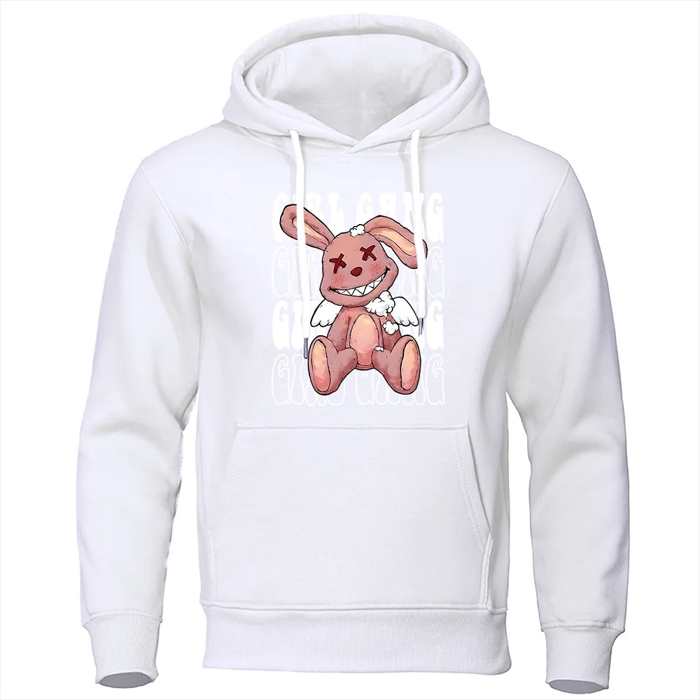 Girl Gang Broken Rabbit Doll Print Men’s Hoodie Harajuku Loose Fit Autumn Fleece Pullover Casual Sweatshirt - Image 6