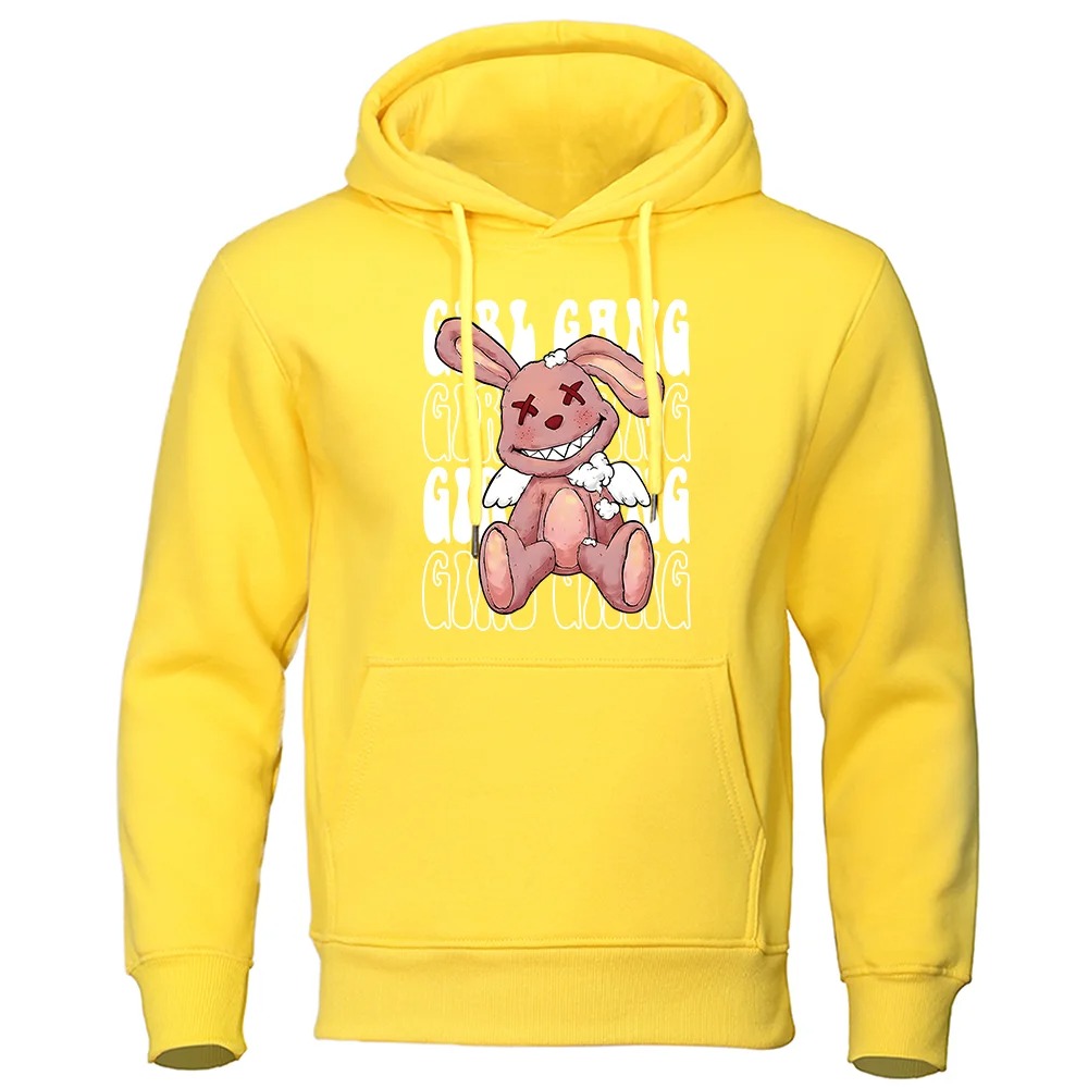 Girl Gang Broken Rabbit Doll Print Men’s Hoodie Harajuku Loose Fit Autumn Fleece Pullover Casual Sweatshirt - Image 3