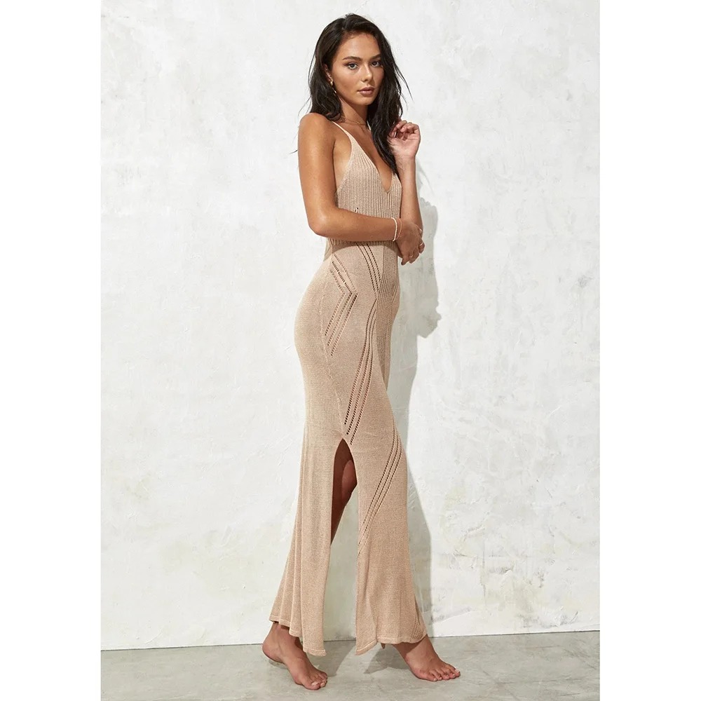 2023 Knitted Tunic Bikini Cover-Up | Sexy Hollow-Out Strappy Backless See-Through Beach Dress - Image 6