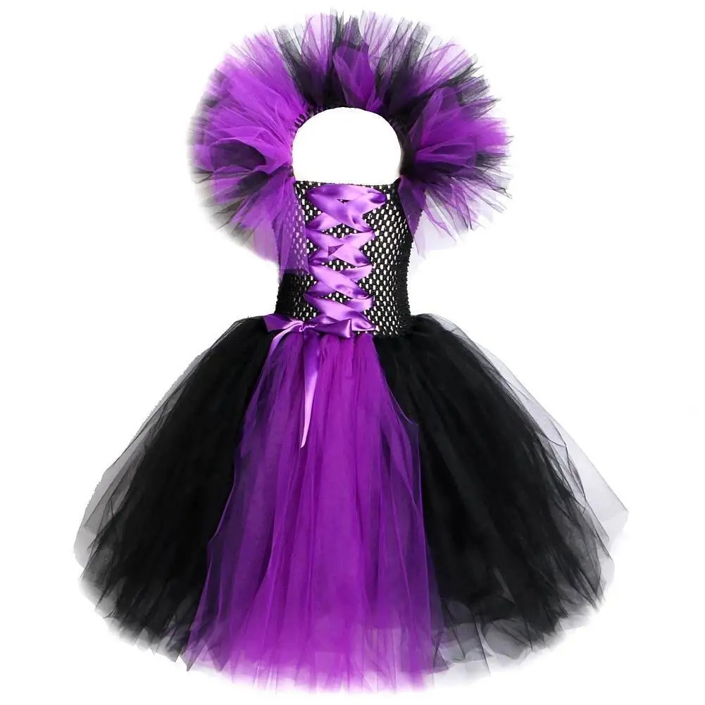 Horns Wings Costume Girls Princess Tutu Dress Devil Halloween Evil Queen Kids Cosplay Outfit - Image 6
