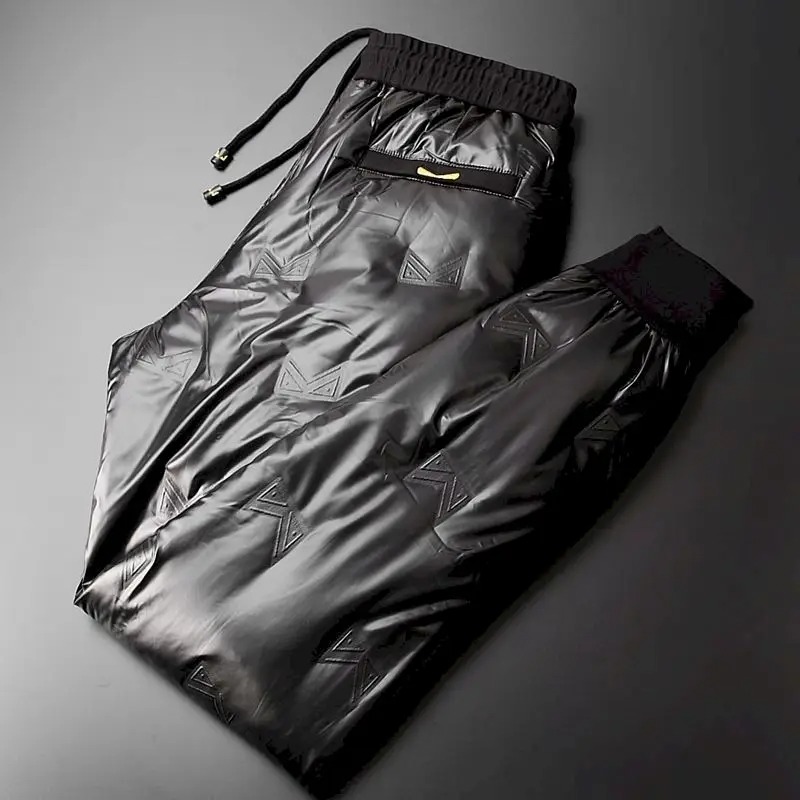 Men White Duck Down Pants Winter Thick Warm Lightweight Outdoor Trousers - Image 4