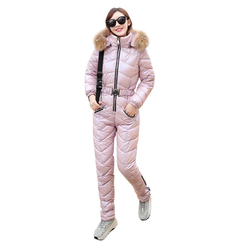 Thickened Cotton Padded Women One Piece Ski Suit Winter Outdoor Slim Fit Snowsuit - Image 7
