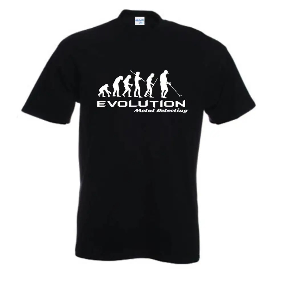 Funny Metal Detector Evolution T-Shirt Men Darwin Theory Hobby Retro Cotton Graphic Tee - Image 2