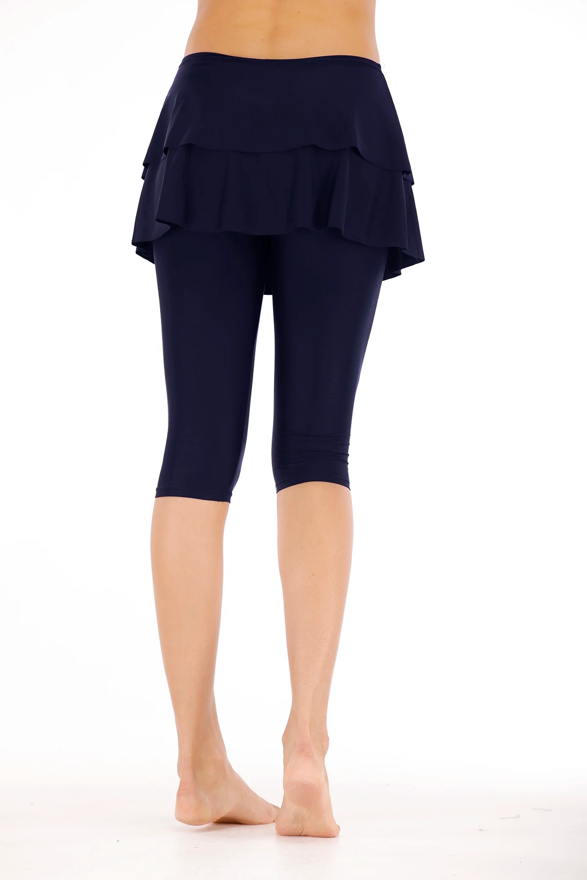 Women’s Dark Blue Skirted Swim Leggings UPF 50+ Sun Protection Cover-Up Pants