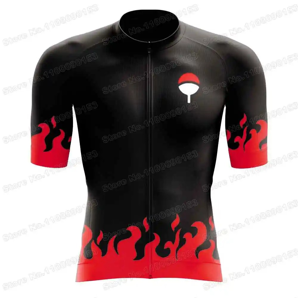 Anime Sasuke Cycling Jersey Set Akatsuki Men Bike Shirt Bib Shorts - Image 6