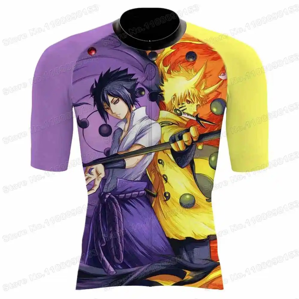 Anime Sasuke Cycling Jersey Set Akatsuki Men Bike Shirt Bib Shorts - Image 3