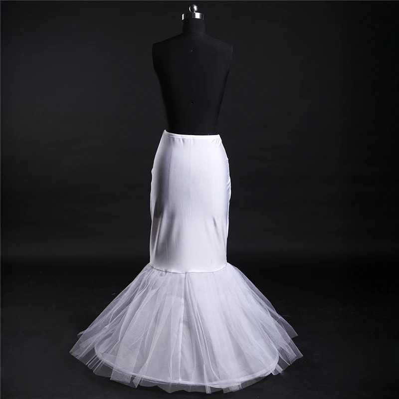 Wholesale Bridal Petticoat One Hoop Bone Elastic Waist Mermaid Wedding Dress Crinoline Underskirt - Image 4