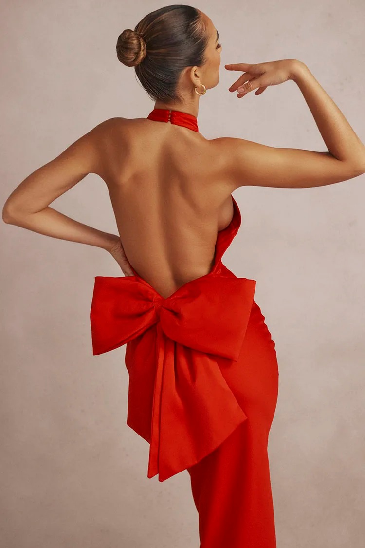 Summer Women’s Red Butterfly Dress | Round Neck Halter Sleeveless Backless Sexy Slim Festival Dress - Image 6