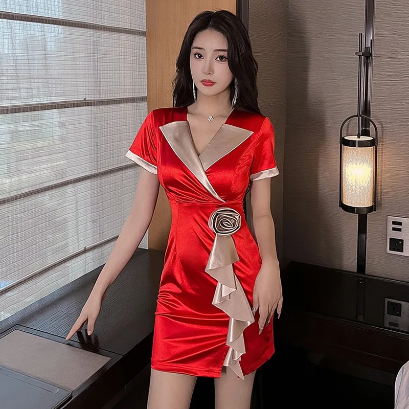 Women Elegant Work Overalls Short Sleeve Salon Spa Uniform