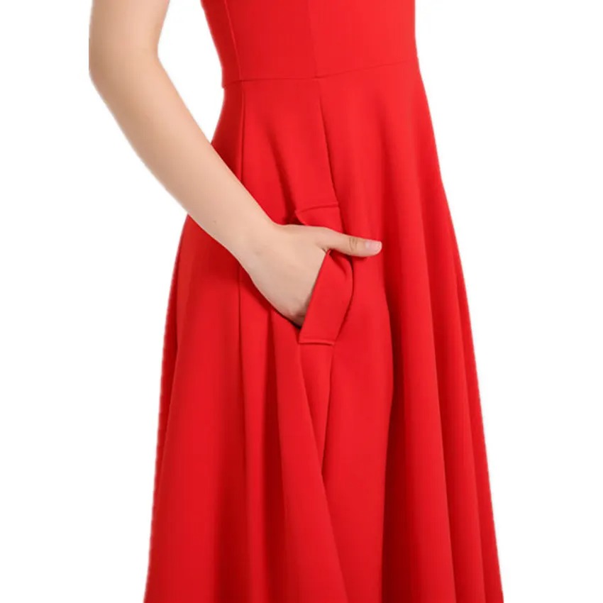 Women’s Red Summer Maxi Dress – One Piece Slim Fit Elegant Long Dress - Image 2