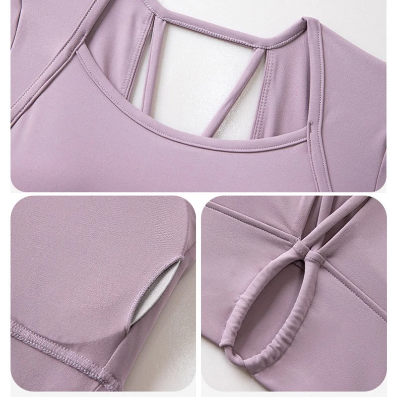 Women Padded Sports Bra Tank Top Backless Gym Workout Yoga Shirt - Image 9