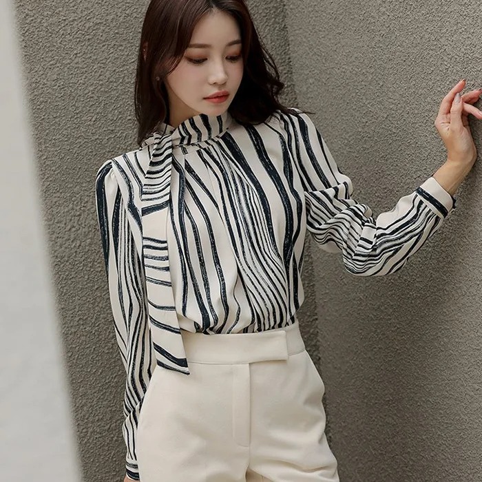 Women’s Zebra Striped Retro Shirt – Autumn Long Sleeve Personality Top - Image 3