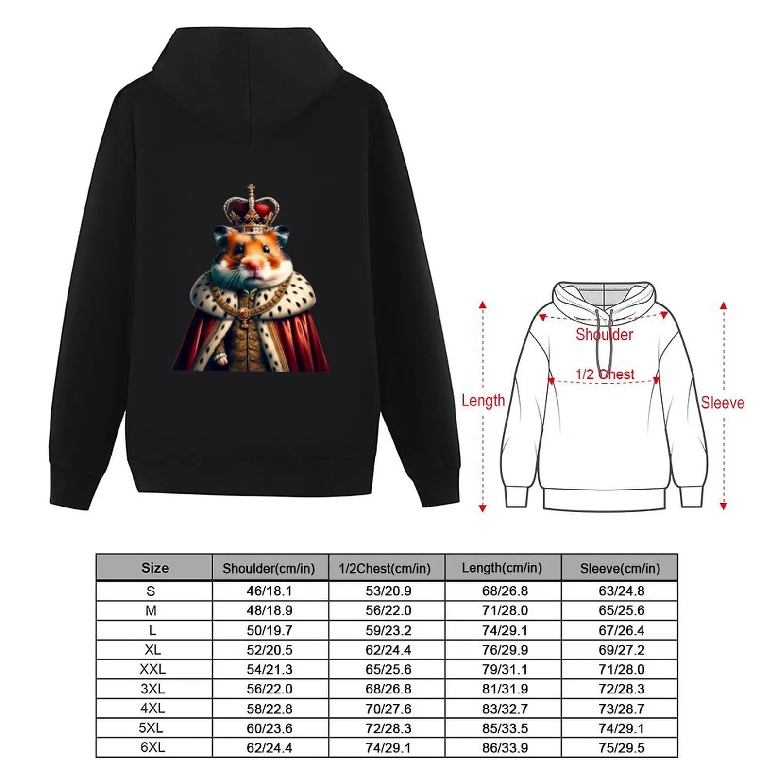 Hamster The Emperor Men’s Hoodie Anime Graphic Hooded Sweatshirt Autumn Casual Pullover - Image 5