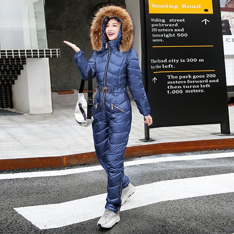 Thickened Cotton Padded Women One Piece Ski Suit Winter Outdoor Slim Fit Snowsuit - Image 5