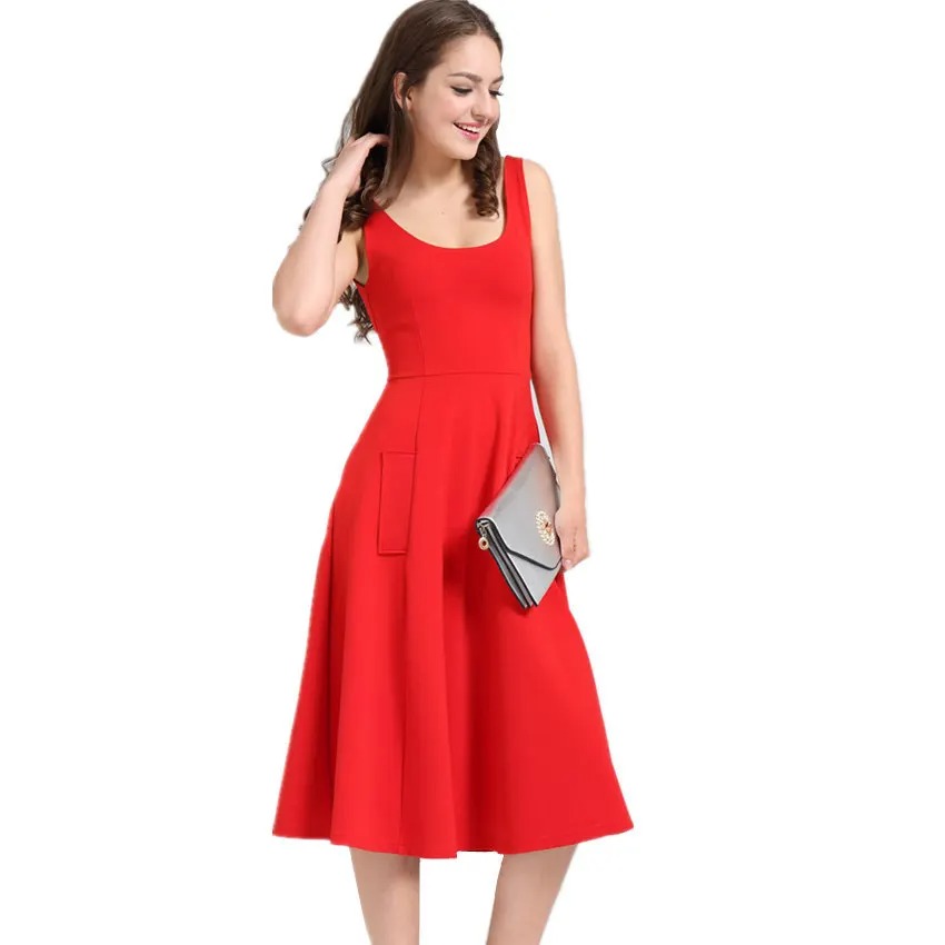 Women’s Red Summer Maxi Dress – One Piece Slim Fit Elegant Long Dress - Image 3