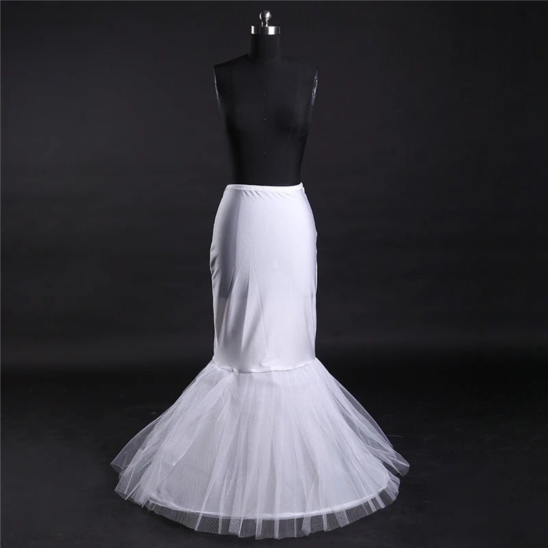 Wholesale Bridal Petticoat One Hoop Bone Elastic Waist Mermaid Wedding Dress Crinoline Underskirt - Image 2