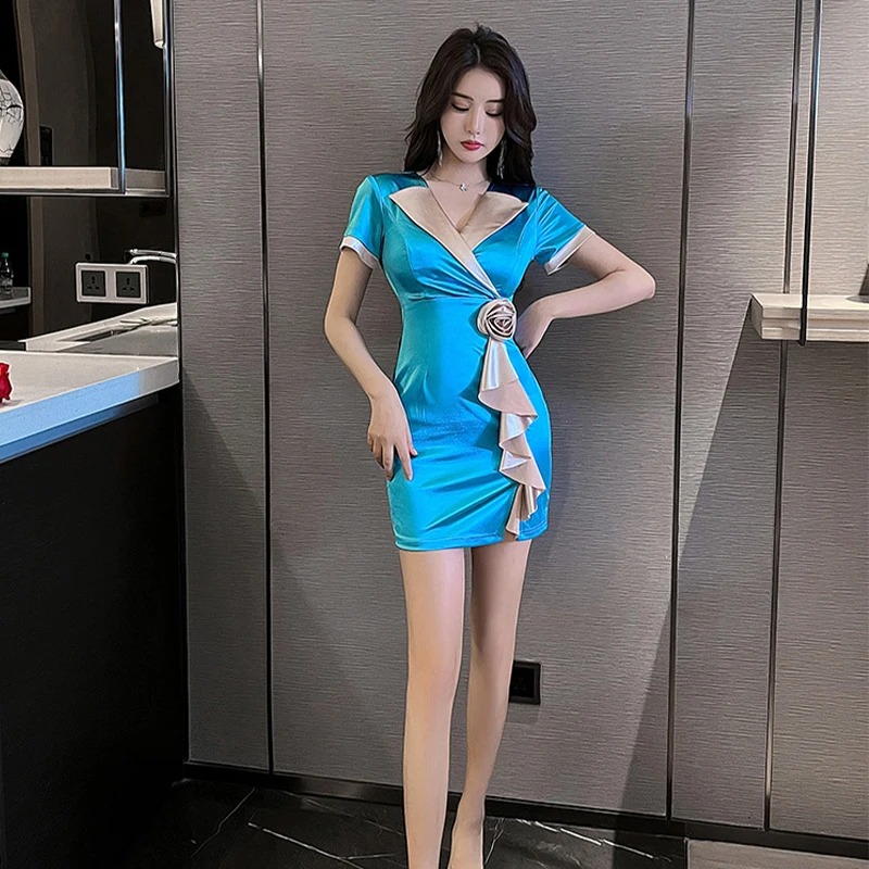 Women Elegant Work Overalls Short Sleeve Salon Spa Uniform - Image 4