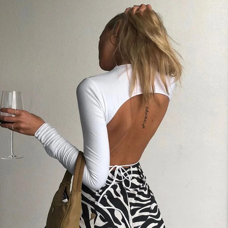Women’s Sexy Harajuku Open Back Long Sleeve Cropped T-Shirt – Summer Casual Fashion Top - Image 5