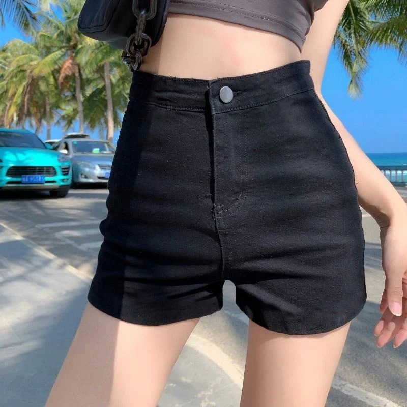 Women’s Black High-Waisted Ultra-Short Slim Fit Casual Tights Pants – Summer Petite Stretch Shorts - Image 5