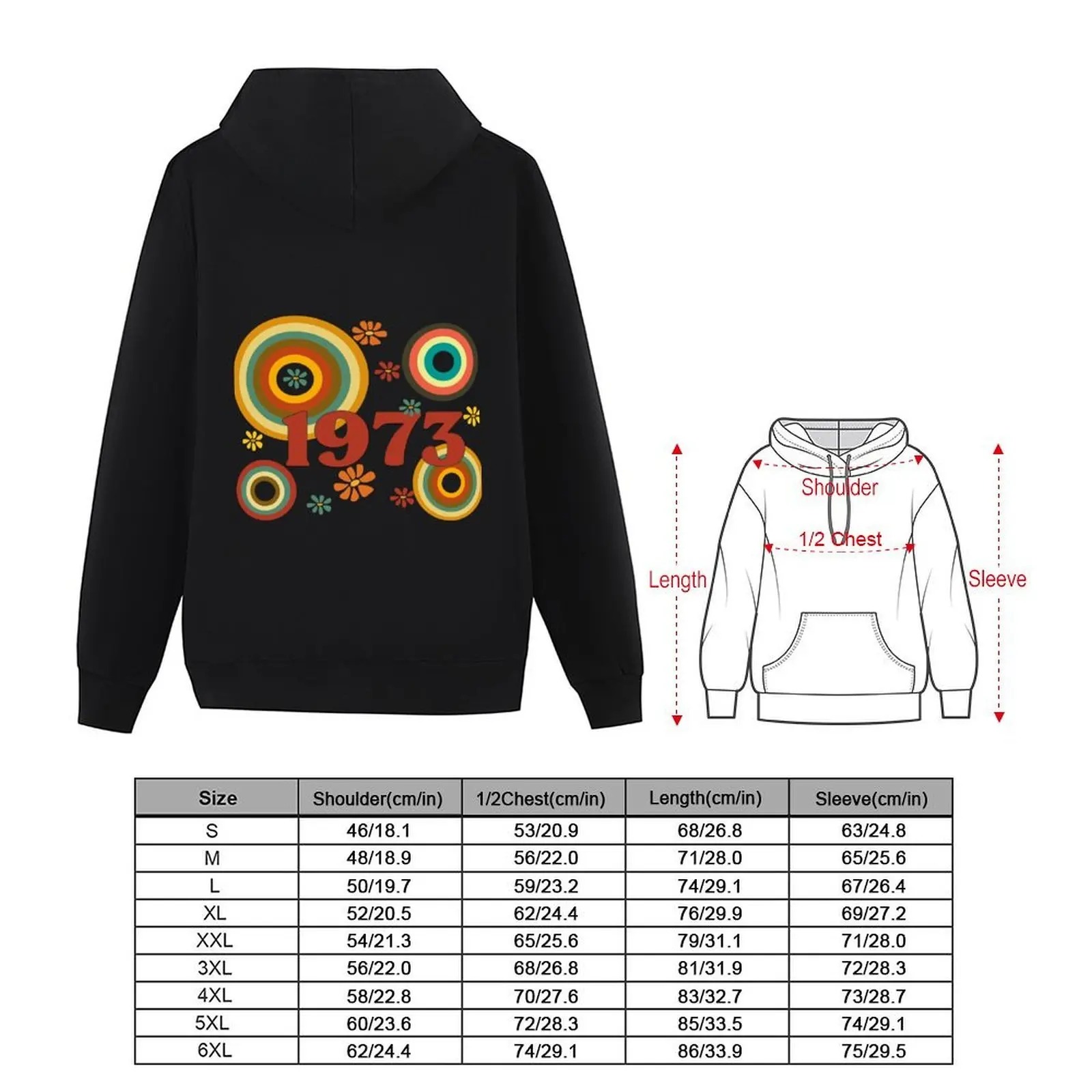 1973 Men’s Hoodie Autumn Casual Sweatshirt Classic Style Pullover Hooded Top - Image 4