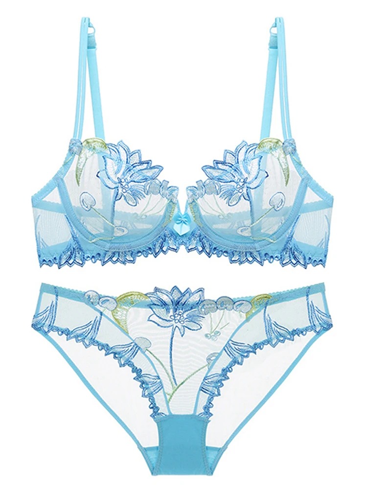 Sexy Floral Lace Lingerie Set Women Transparent Breathable Bra Underwear Set - Image 7