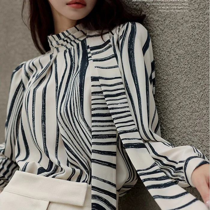 Women’s Zebra Striped Retro Shirt – Autumn Long Sleeve Personality Top - Image 2