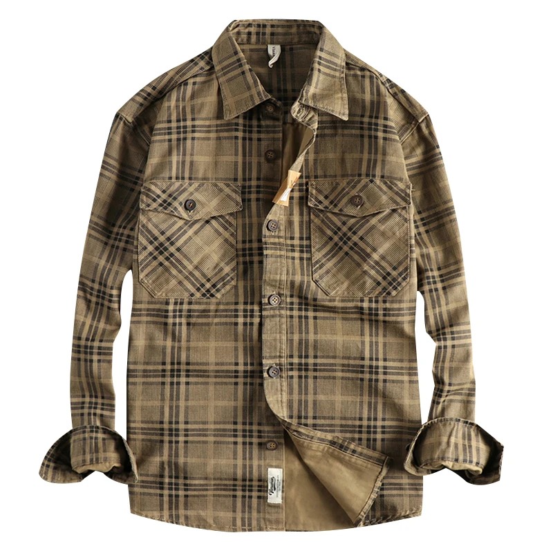 Men’s Premium Plaid Shirt – Long Sleeve Casual Cotton Blouse - Image 3