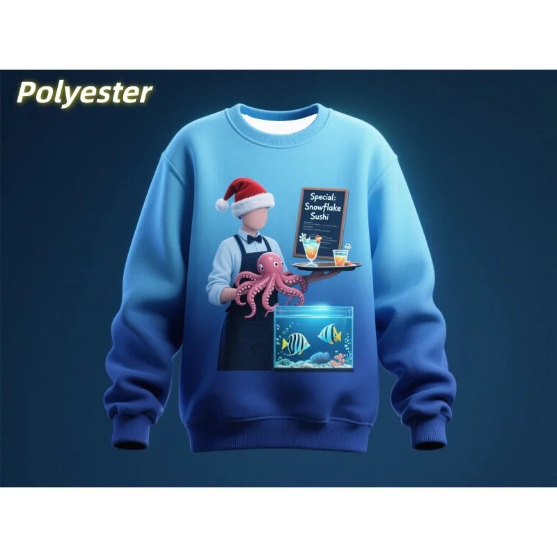 Christmas Animal Pattern Sweatshirt for Men 3D Printed Gradient Pullover Long Sleeve O-Neck Casual Hoodie - Image 4