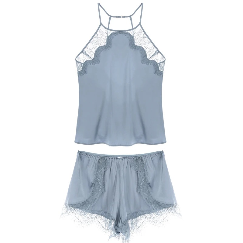 Sheer Chiffon Dot Pajama Set Women Adjustable Sling Sleepwear - Image 3