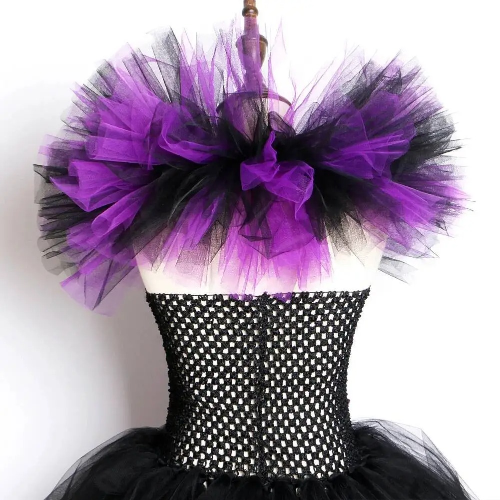 Horns Wings Costume Girls Princess Tutu Dress Devil Halloween Evil Queen Kids Cosplay Outfit - Image 2
