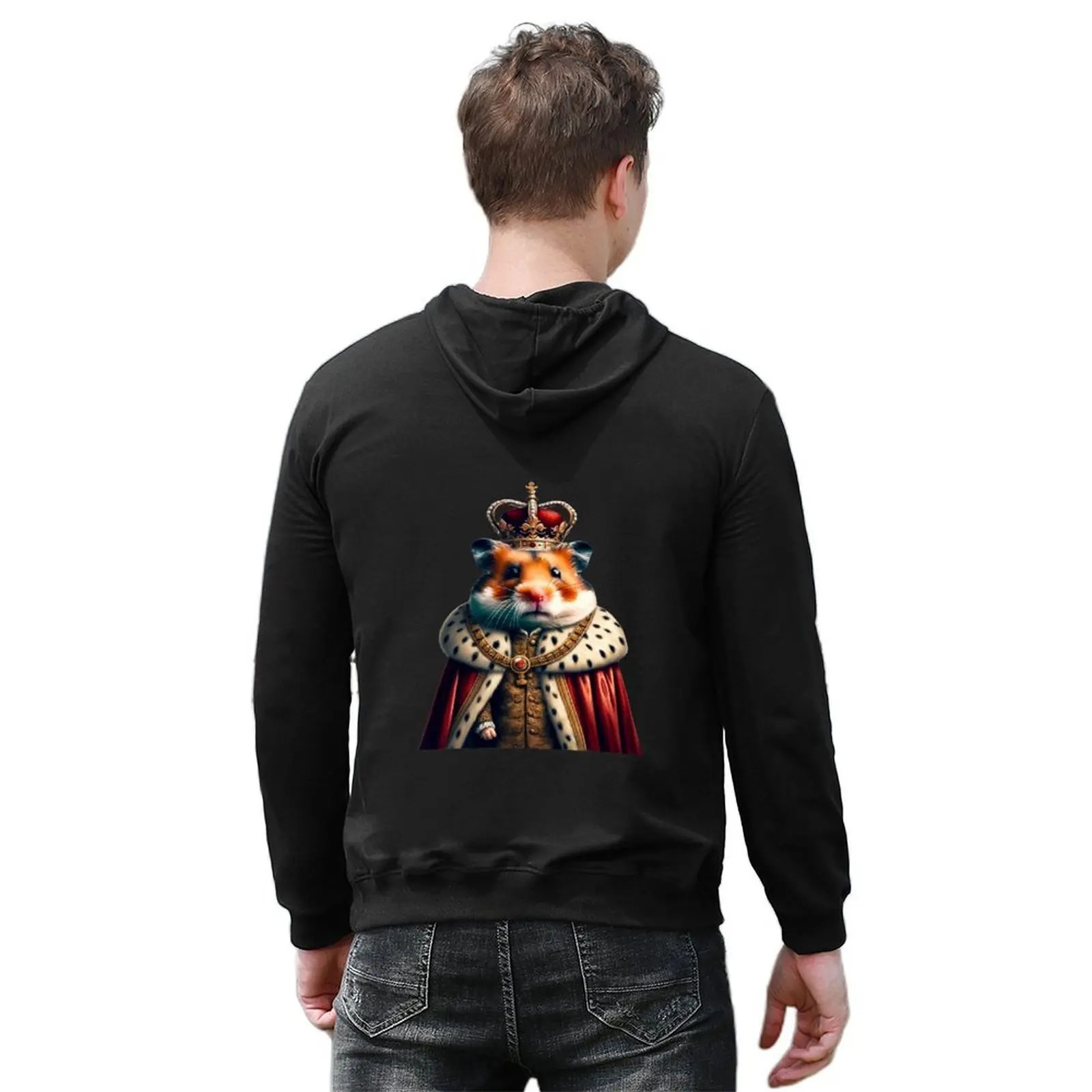 Hamster The Emperor Men’s Hoodie Anime Graphic Hooded Sweatshirt Autumn Casual Pullover - Image 4