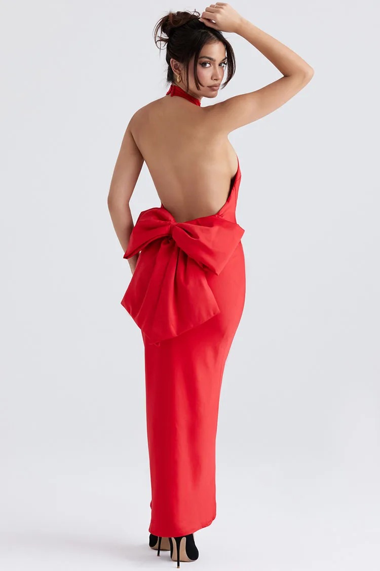 Summer Women’s Red Butterfly Dress | Round Neck Halter Sleeveless Backless Sexy Slim Festival Dress - Image 3