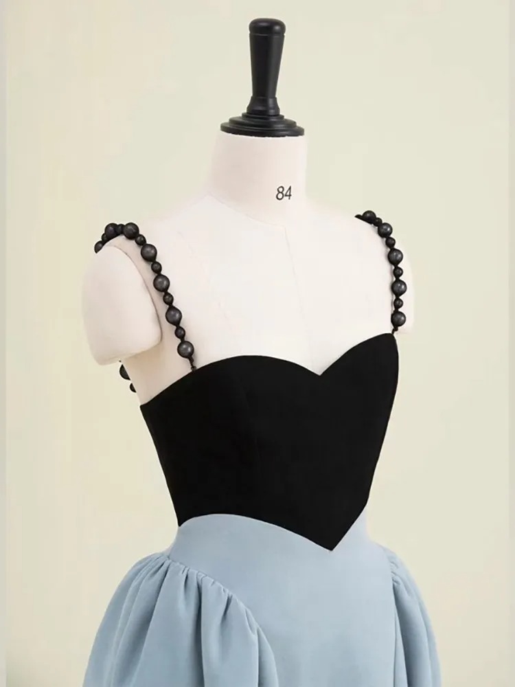 2023 Summer Women’s A-Line Dress | Beaded Strap Slim Contrast Color Mid-Calf Elegant OL Dress - Image 3
