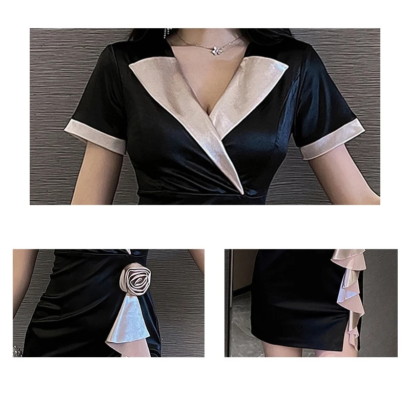 Women Elegant Work Overalls Short Sleeve Salon Spa Uniform - Image 5