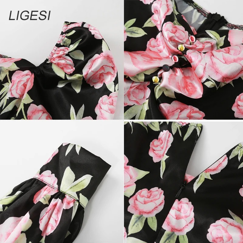Vintage Floral Bodycon Dress for Women | Puff Sleeve Off-Shoulder Elegant Party & Club Wear - Image 3