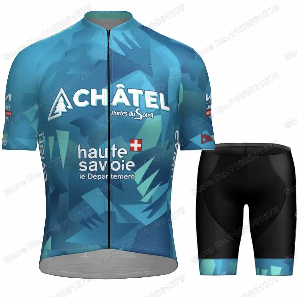 Chatel Team Cycling Jersey Set Men Summer Road Bike Shirt Bib Shorts - Image 2