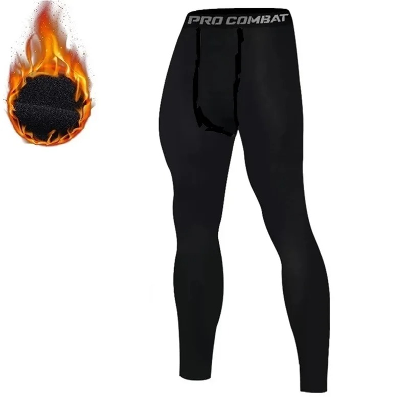 Men Thermal Undershirt Winter Thin Fleece Elastic Compression Sports Wear - Image 7