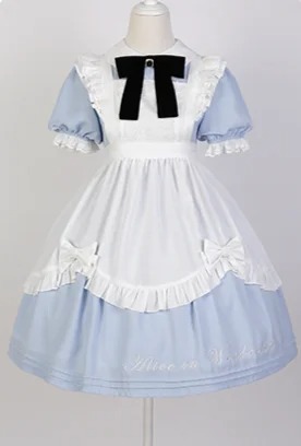 Sweet Lolita Wonderland Maid Dress Bow Lace Kawaii Two Piece Set - Image 2