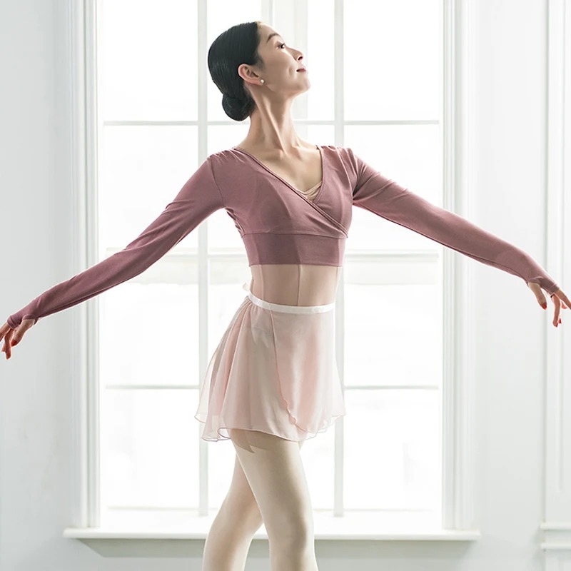 Women’s Ballet Thumb Hole Long Sleeve Crop Top – Soft Dance Training Pullover - Image 6