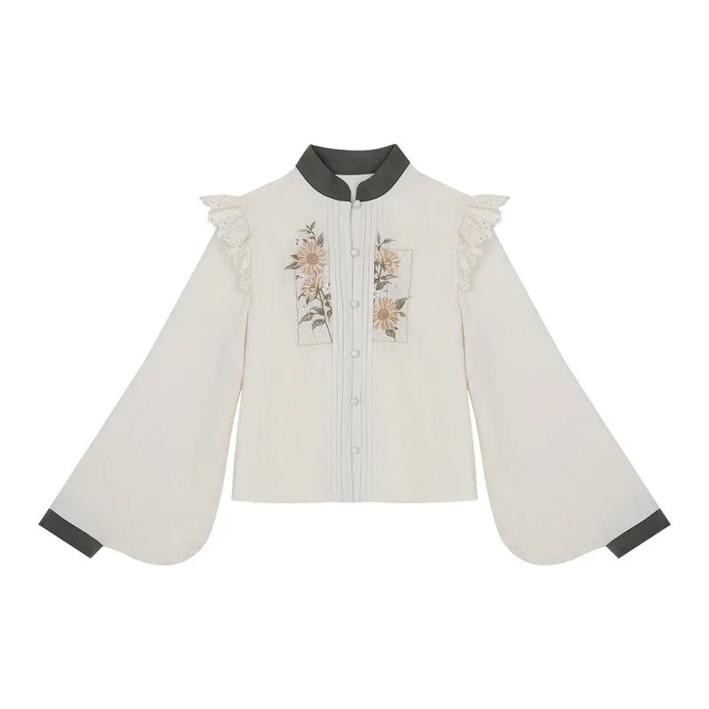 Chinese Lolita Dress Set Elegant Vintage Ruffle Skirt with White Blouse Autumn Winter Outfit - Image 3