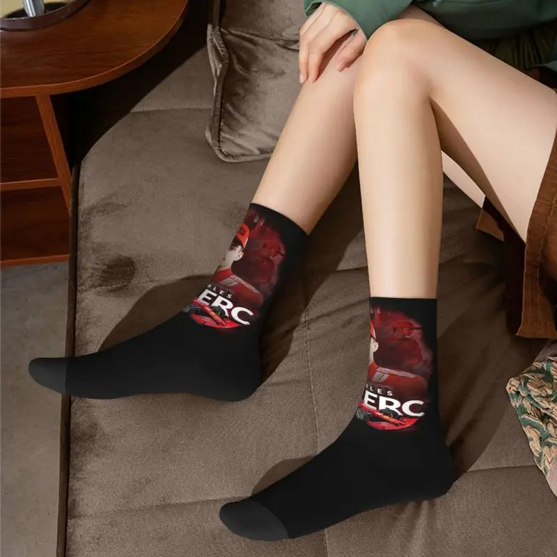 Formula One Leclerc Racing Socks – 3D Printed Racer Crew Socks for Men & Women - Image 2