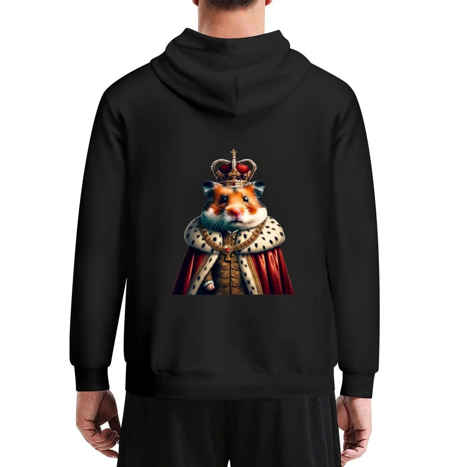 Hamster The Emperor Men’s Hoodie Anime Graphic Hooded Sweatshirt Autumn Casual Pullover - Image 2