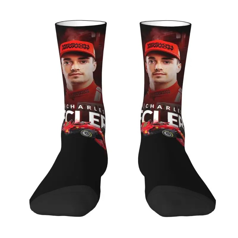Formula One Leclerc Racing Socks – 3D Printed Racer Crew Socks for Men & Women - Image 3
