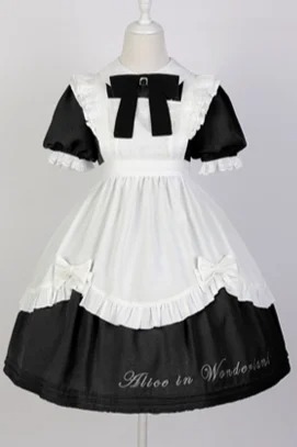 Sweet Lolita Wonderland Maid Dress Bow Lace Kawaii Two Piece Set - Image 3