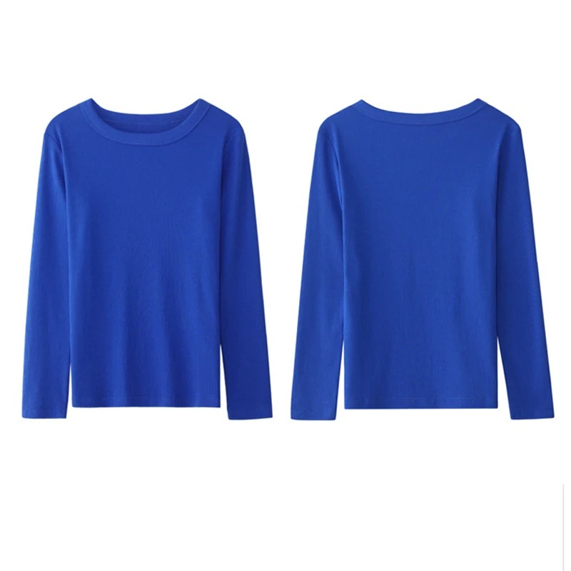 Women’s Korean Long Sleeve Basic T-Shirt – Autumn Slim Fit O-Neck Top - Image 2